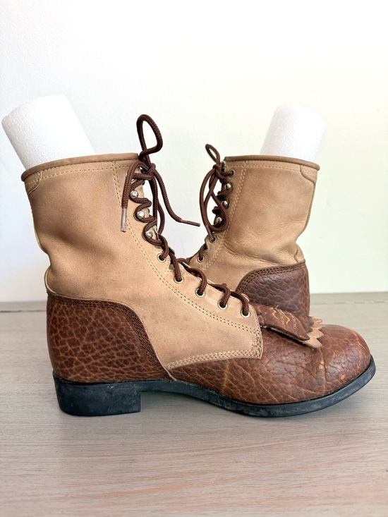 Vintage Ariat 2056 A2 Competitor Heritage Laced Boots Two Tone Kiltie Mens 7.5 main image 4